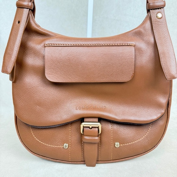 Longchamp Handbags - Longchamp Brown Pebbled Leather Crossbody / Shoulder Bag | Adjustable Strap
